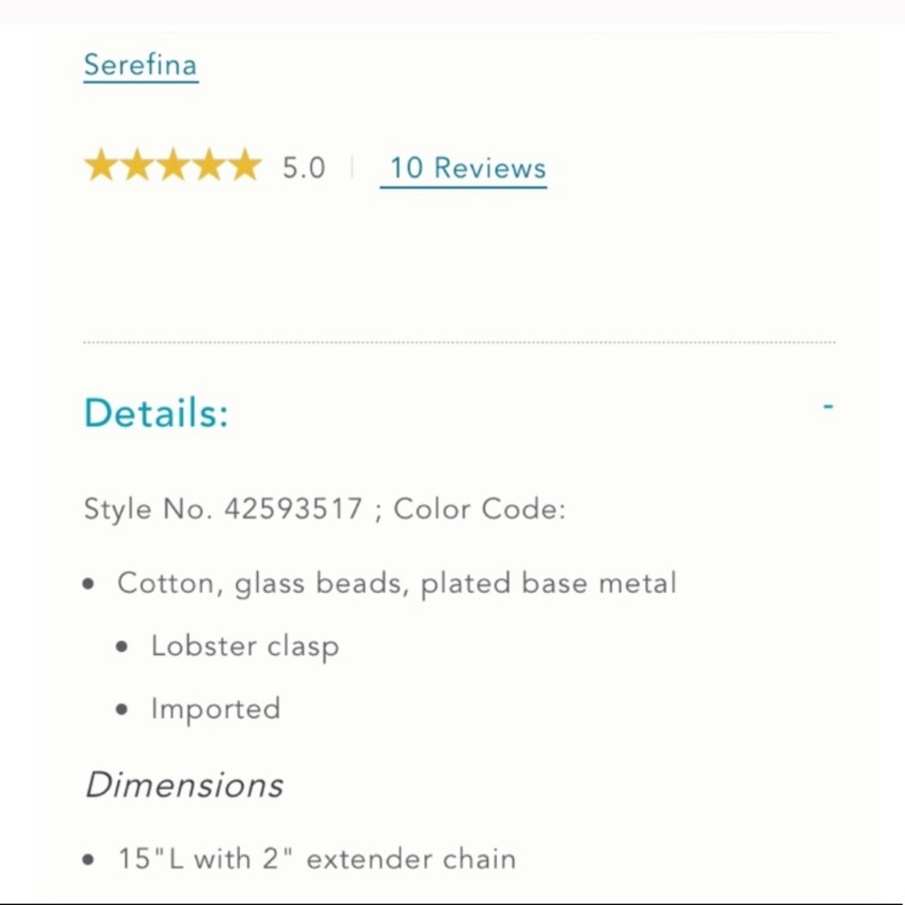Serefina Miranda Bib Necklace Neutral Motif NWT - Picture 7 of 8
